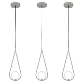 Kit 3 Luminária Teto Pendente Gota Globo Vidro Cozinha Prata