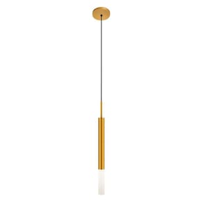 Luminária De Teto Pendente Tubo Difusor Sala Lavabo Dourado