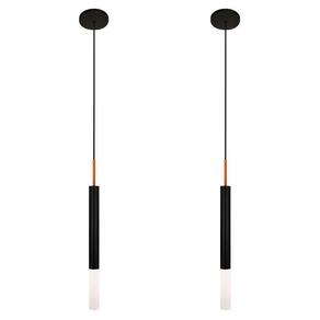 Kit 2 Luminárias Teto Pendente Tubo Difusor Sala Preto Cobre