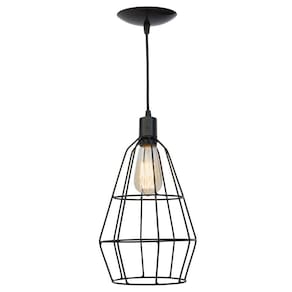 3X Pendente Aramado Poptem Veneza Cone Preto
