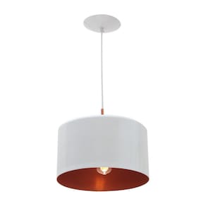 2X Pendente Bilboquê Poptem Large Aluminio Branco E Cobre