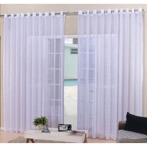 Cortina Voil Branco Sala Ou Quarto 2,00X1,70 Ilhós Cromado