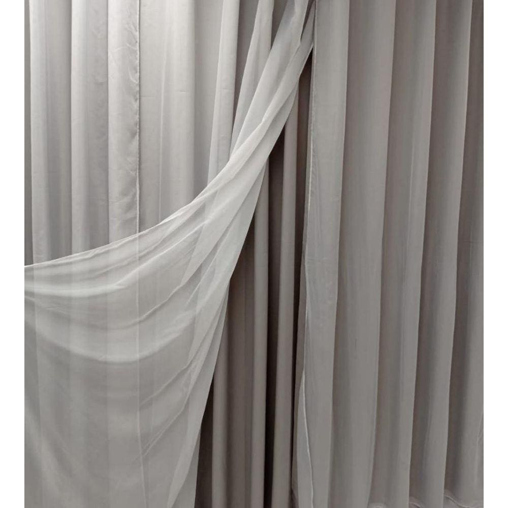 Cortina Varão Com Forro Microfibra 2,80 X 1,80 Palha