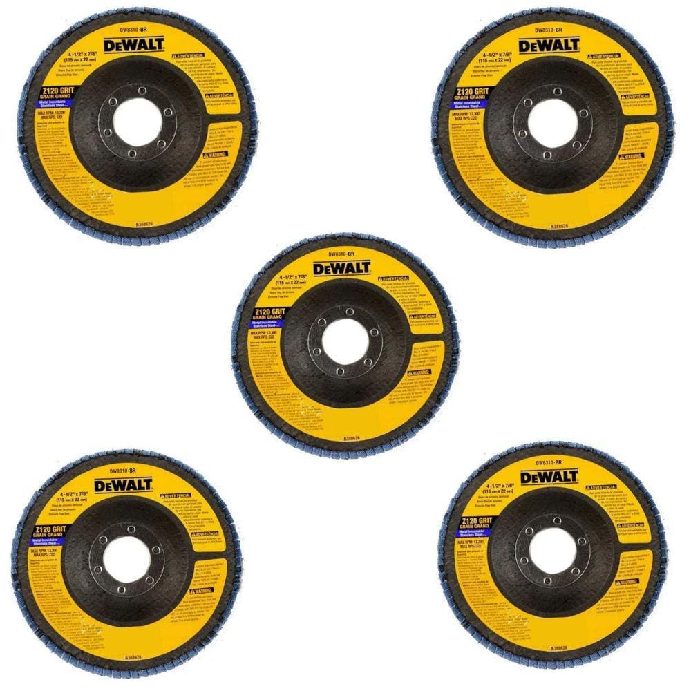Kit 5 Disco Flap G120 115 X 22,23Mm Dw8310Br Dewalt