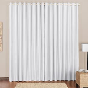 Cortina Block Blackout Varão Tecido Corta Luz 4,50M Branco