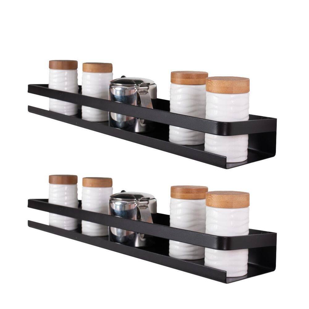 Kit 2 Prateleiras 50Cm E 60Cm Utensilios Temperos Preto