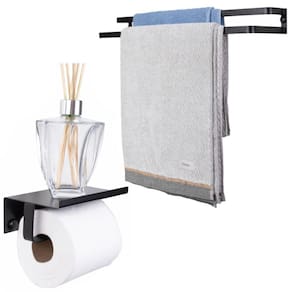 Kit Toalheiro Duplo Porta Papel Styleblack Toalheiro Rosto