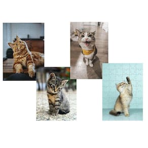 Kit 4 Quebra-Cabeças Cognitivos Gatinhos Novos 24 Peças