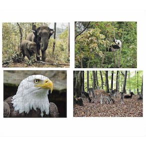 Kit 4 Quebra-Cabeças Atividades Animais Da Floresta 60 Peças
