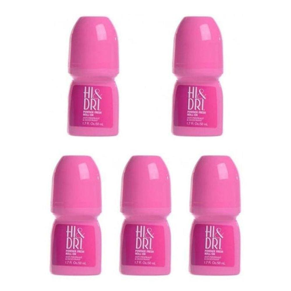 Desodorante Hi & Dri Roll-On Powder Fresh 50Ml Kit Com 5 Pç.