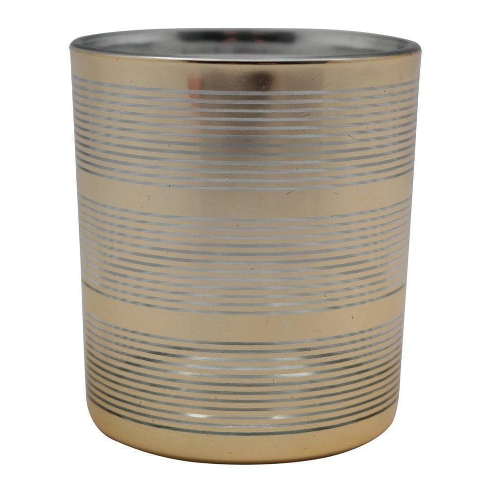 Castiçal De Vidro 7,8Cm Dourado Laser Mirror