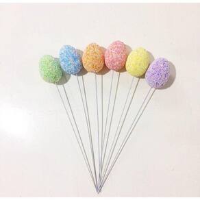 Enfeite Decorativo 48 Ovos De Páscoa Colorido com Haste