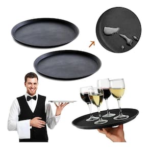 Kit 2 Bandeja Profissional De Garçom Antiderrapante Redonda