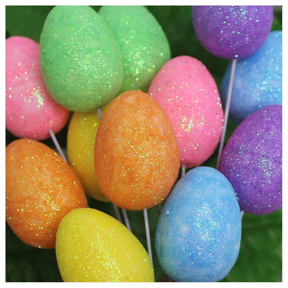 Enfeite Decorativo Ovo De Páscoa 18 Unidades Com Haste