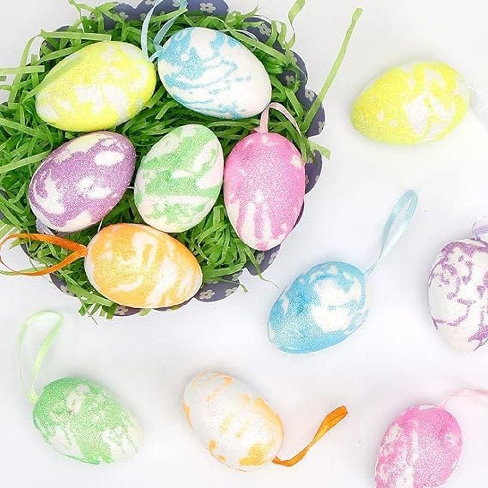 Enfeite Decorativo Páscoa 12 Ovos Pendentes Coloridos