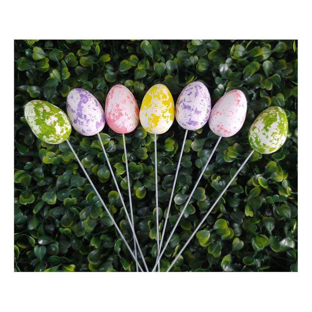 Enfeite Decorativo Ovo De Páscoa com Haste 36 Unidades