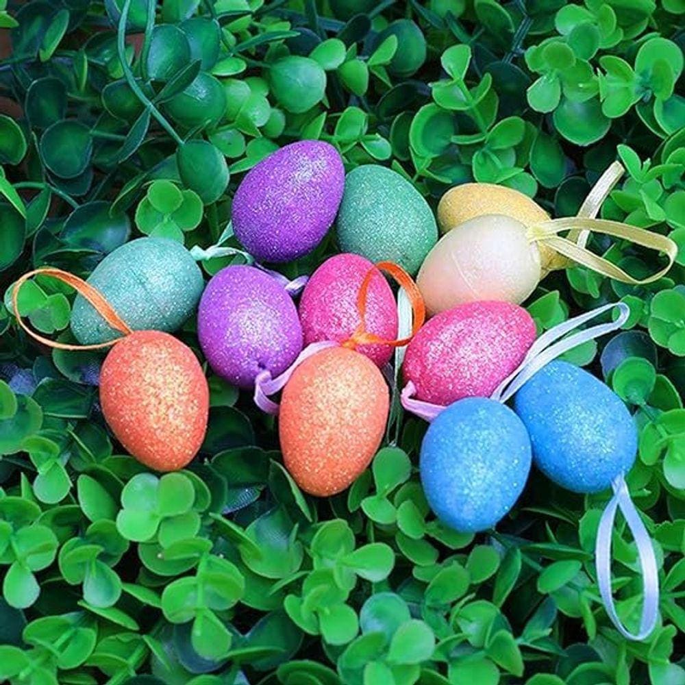 Enfeite Decorativo Páscoa 12 Ovos Pendentes Coloridos