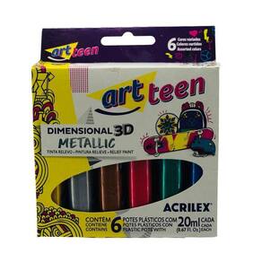 Tinta Dimensional 3D Metallic Com 6 Unidades 20Ml