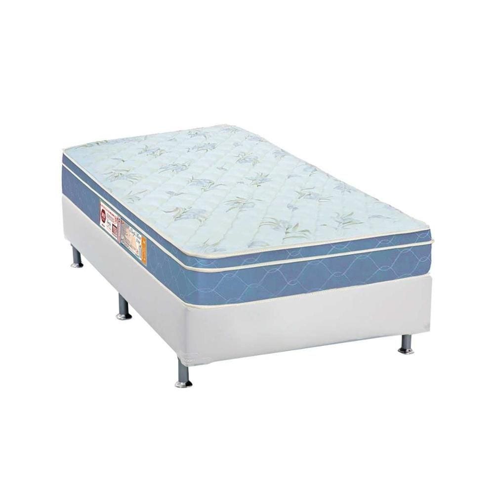 Cama Box Solteiro: Colchão Espuma D45 Castor Sleep Max + Base CRC Courano White(88x188)