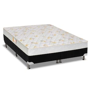 Cama Box Queen: Colchão Espuma Castor D28 Sleep Max + Base CRC Suede Black(158x198)