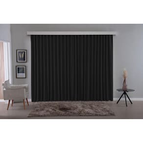 Cortina Blackout 7,00 X 2,80 Trilho Suiço Em Tecido Preta