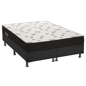 Cama Box Queen: Colchão Espuma D45 Ortobom Light Saúde Ortopilow + Base CRC Suede Black(158x198)