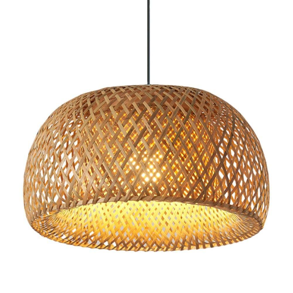 Luminária de Teto Lustre Pendente Bambu Fundamentum Malibu Rústico 45cm Bamboo