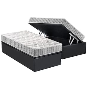 Cama Box Baú Solteiro: Colchão Espuma D33 Anjos Orthosono + Base CRC Suede Gray(88x188)