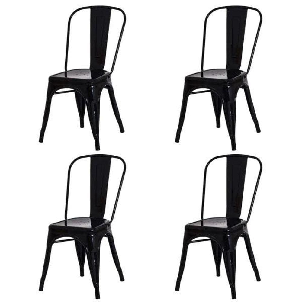 Kit 4 Cadeiras Tolix Iron Industrial Preta