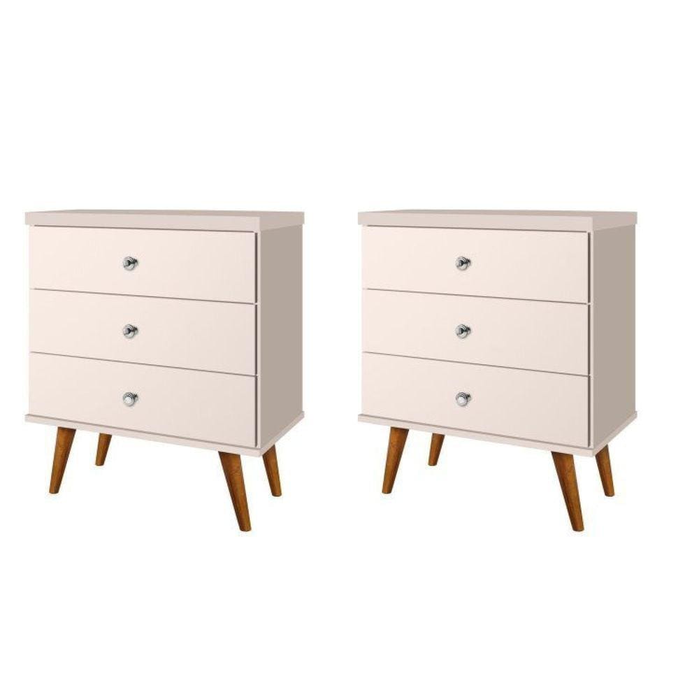 Mesas de Cabeceira 3 Gavetas Status Off White