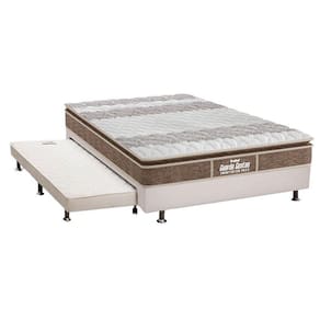 Cama Box c/Auxiliar Casal: Colchão Espuma Probel D33EP Guarda Costas Plus Brown + Base CRC Courano Branco(138x188)