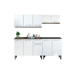 Kit de Cozinha Modulada 4 Peças Evidence (2 Armários + 2 Balcões) C4P58 Branco - Bertolini