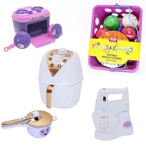 Kit Menina Cozinha Fogão Batedeira Air Fryer 19 Peças