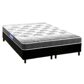 Cama Box Queen: Colchão Espuma Probel Guarda Costas Resistente + Base CRC Courano Black(158x198)