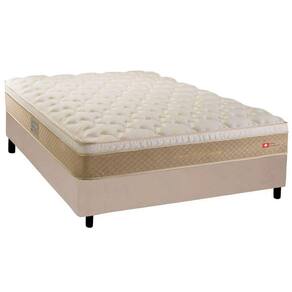 Cama Box Casal: Colchão Molas Ensacadas Herval MasterPoket Platinum + Base CRC Suede Clean(138x188)