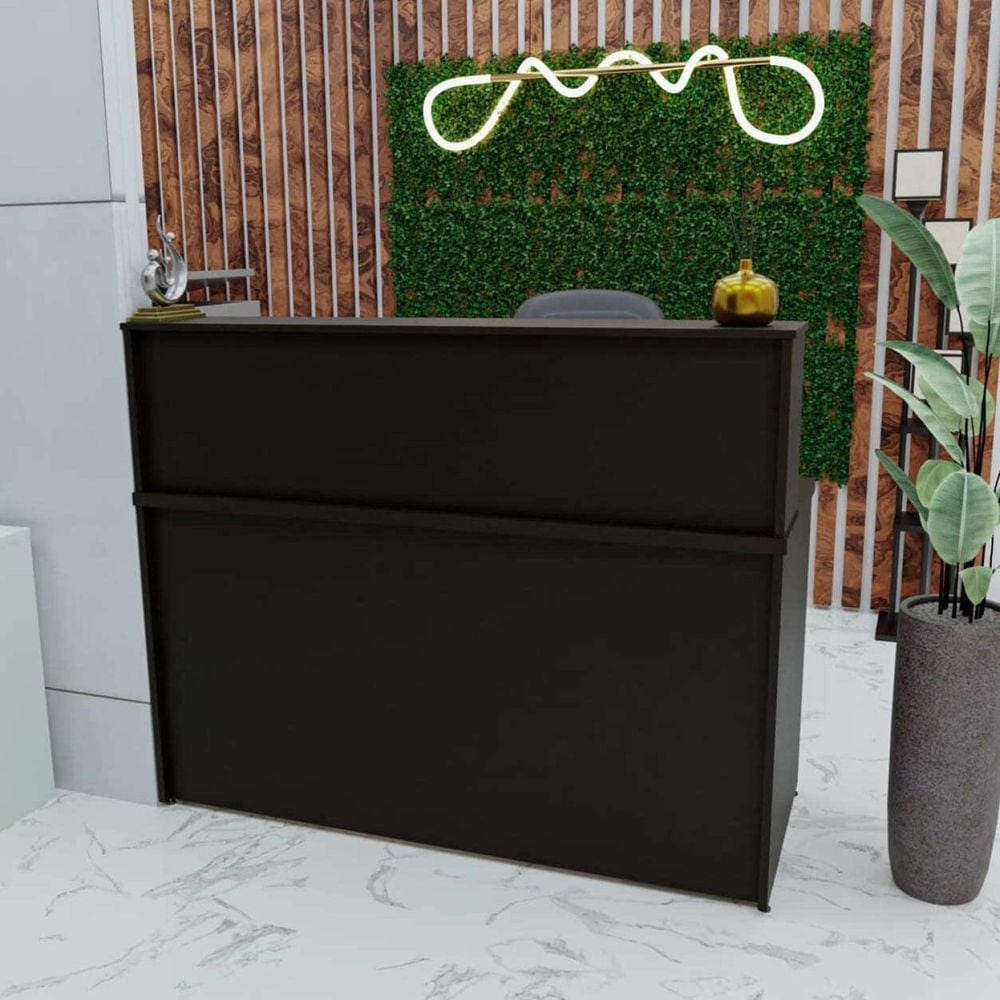 Balcão Atendimento Recepção Consultório Com Gaveta 120x60cm Preto