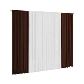 Cortina Versátil 3,00M X 2,80M Para Sala Tabaco E Branco