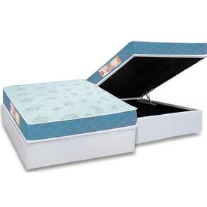 Cama Box Baú Casal: Colchão Espuma D45 Castor Sleep Max + Base CRC Courano White(138x188)