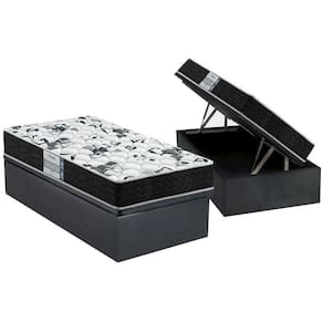 Cama Box Baú Solteiro: Colchão Ortopédico Probel D28 / EP ProDormir Advanced Tech1000 + Base CRC Suede Gray(88x188)