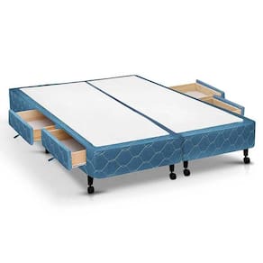 Cama Box Base c/Gavetas King Poli Tecido Blue (193x27-c/4 Gavs) - Castor
