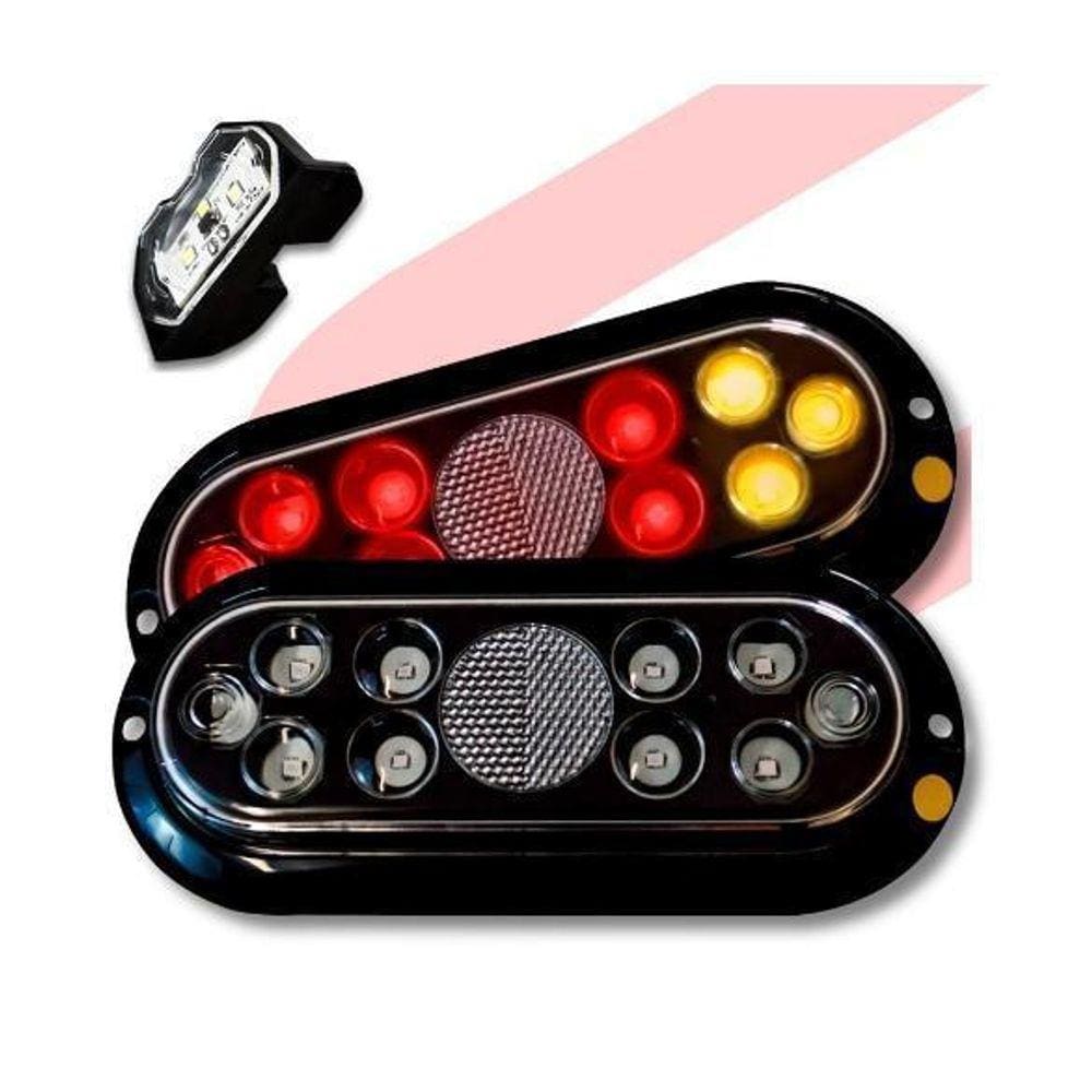 Lanterna Led Carretinha Reboque Par Homologada Luz Placa