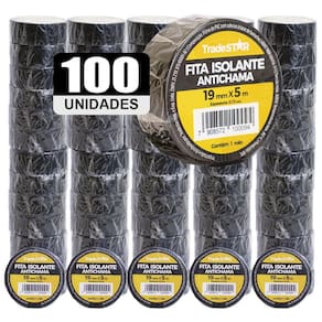 Kit 100 Rolos Pc Fita Isolante 5 Metros Preta