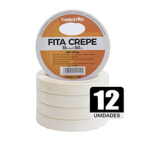 Fita Adesiva Crepe Papel 18Mm X 50M C/12 Rolos 18X50