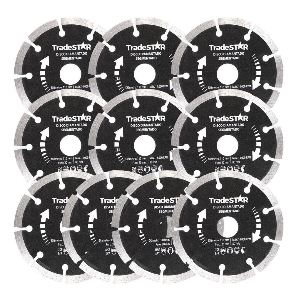 Kit 10 Discos Diamantado Segmentado 110X20Mm