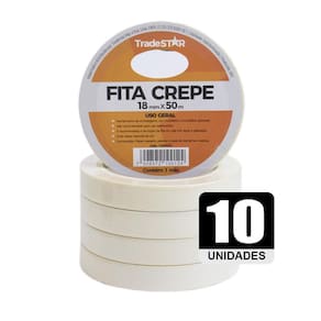 Fita Adesiva Crepe Papel 18Mm X 50M C/10 Rolos 18X50