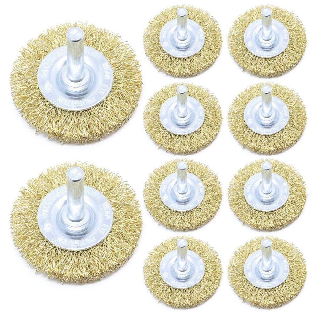 10 Escova De Aço Circular Furadeira 50X12Mm 4`` Haste 1/4