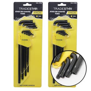 Kit Com 2 Jogos De Chaves Torx Hexalobular T10 A T50 18 Pç