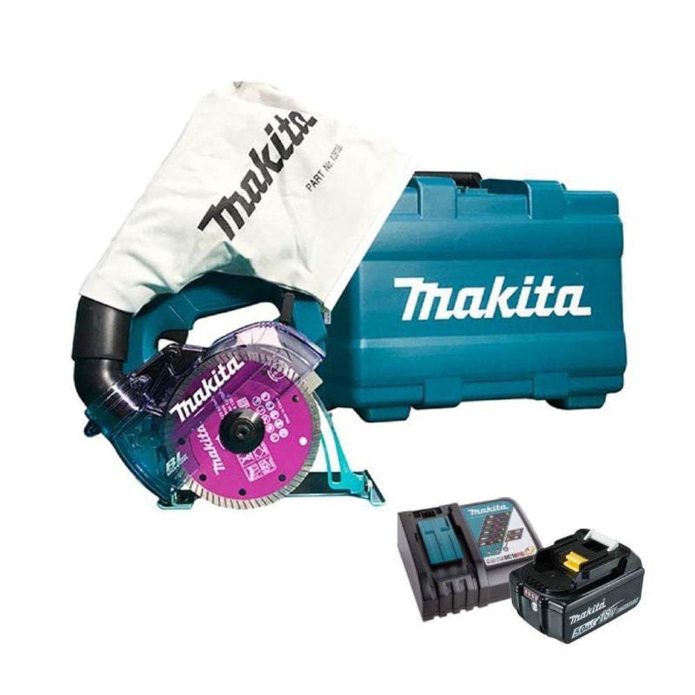 Serra Mármore Makita 18V + Bateria 5Ah + Carregador - Kit