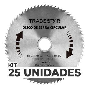 Kit 25 Discos Serra Circular Madeira 72 D 110X20Mm Makita