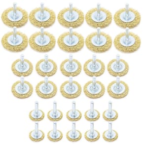 Kit Com 30 Escovas De Aço Circular Furadeira Com Haste 1/4